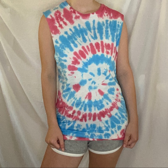NWT America Red White & Blue Tye Dye Muscle Tank - Picture 3 of 9